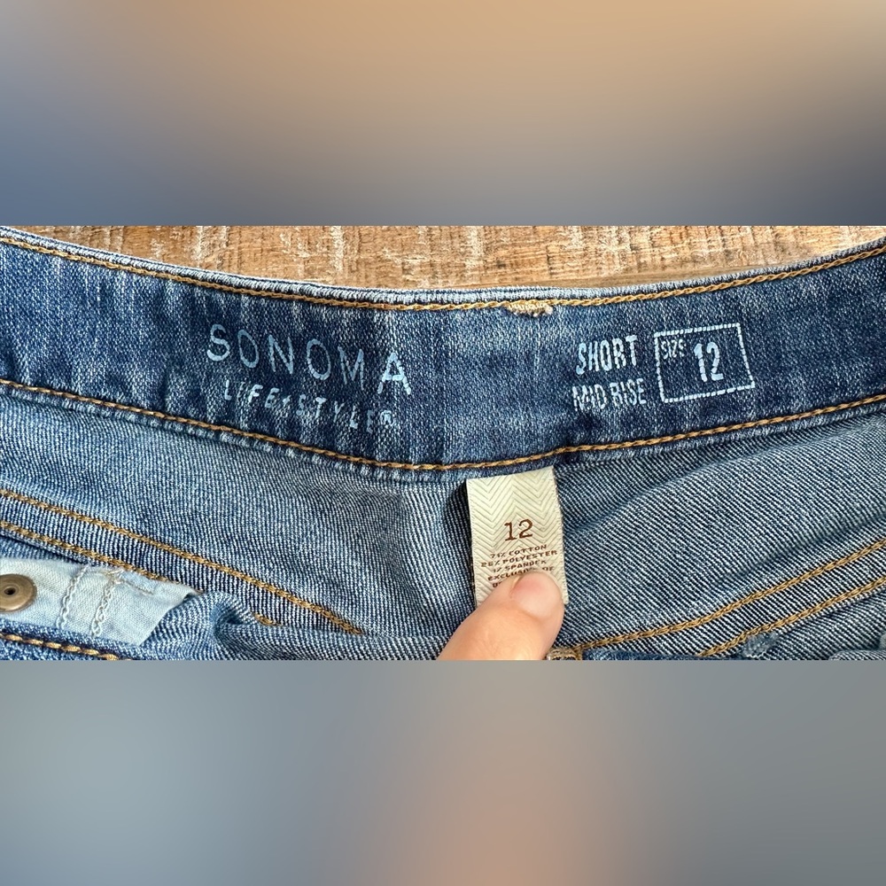 Two Women’s Sonoma Mid-Rise Denim Shorts, Size 12 - Picture 3 of 12